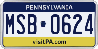 PA license plate MSB0624