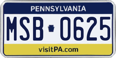 PA license plate MSB0625