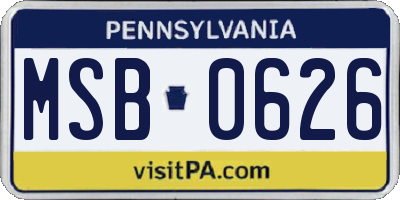 PA license plate MSB0626