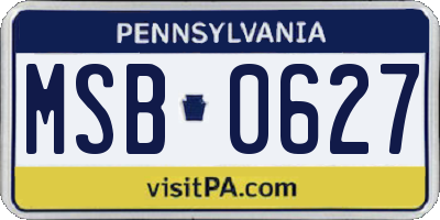 PA license plate MSB0627