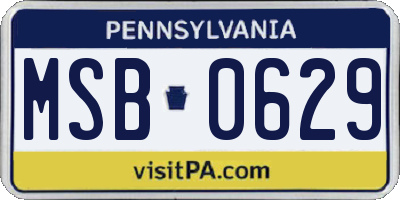PA license plate MSB0629