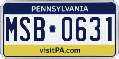 PA license plate MSB0631