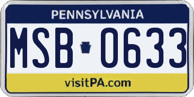 PA license plate MSB0633
