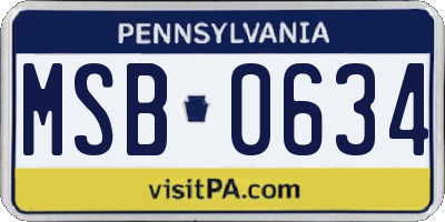 PA license plate MSB0634