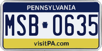 PA license plate MSB0635