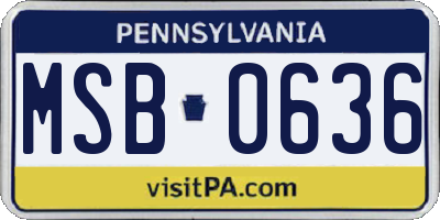PA license plate MSB0636