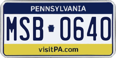 PA license plate MSB0640