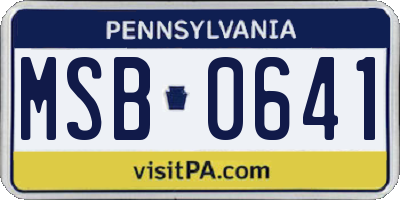 PA license plate MSB0641