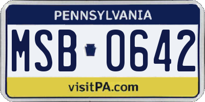 PA license plate MSB0642