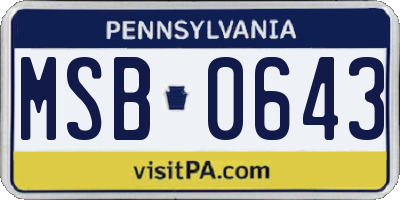 PA license plate MSB0643