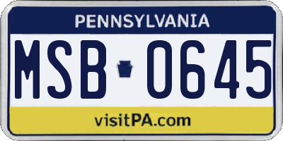 PA license plate MSB0645