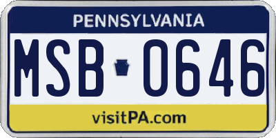 PA license plate MSB0646