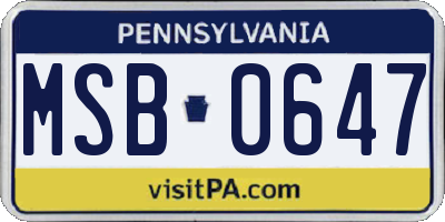 PA license plate MSB0647
