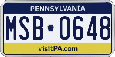 PA license plate MSB0648