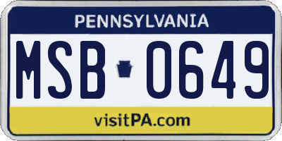 PA license plate MSB0649