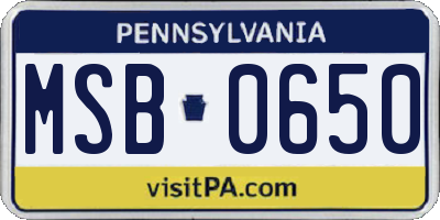 PA license plate MSB0650