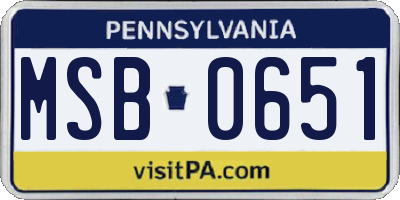 PA license plate MSB0651