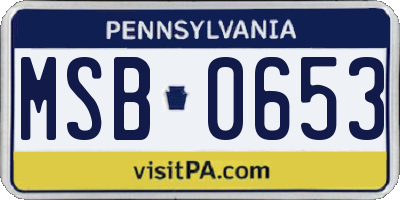 PA license plate MSB0653