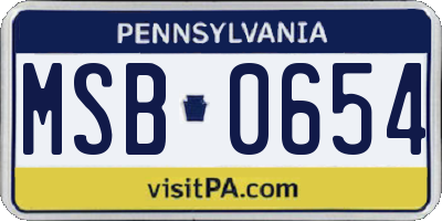 PA license plate MSB0654