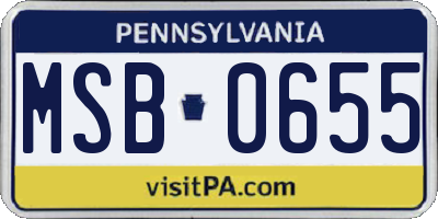 PA license plate MSB0655