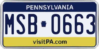 PA license plate MSB0663