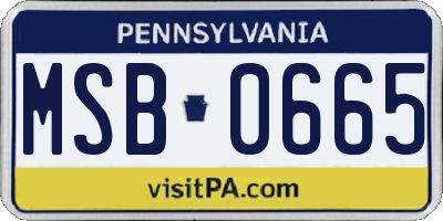 PA license plate MSB0665