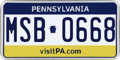 PA license plate MSB0668