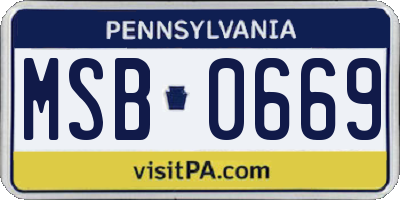 PA license plate MSB0669