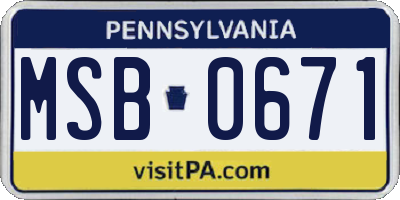 PA license plate MSB0671