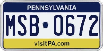 PA license plate MSB0672