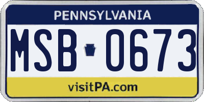 PA license plate MSB0673