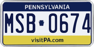 PA license plate MSB0674