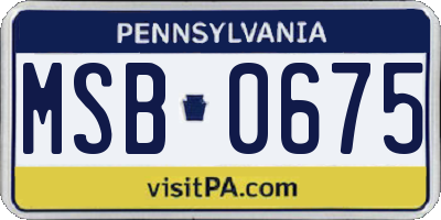 PA license plate MSB0675