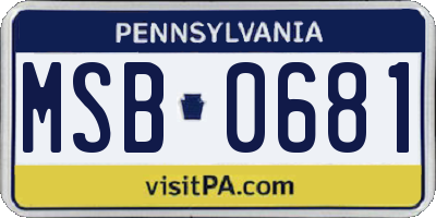 PA license plate MSB0681