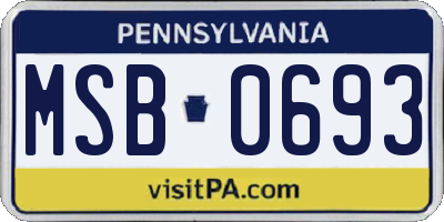 PA license plate MSB0693