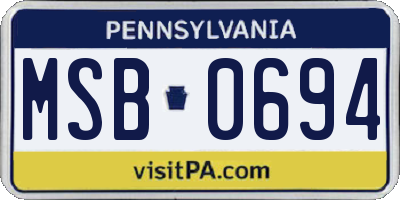 PA license plate MSB0694