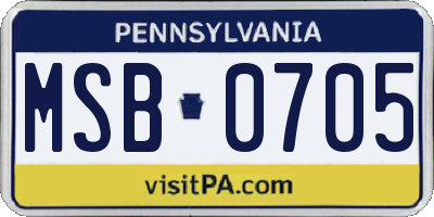 PA license plate MSB0705