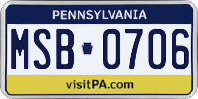 PA license plate MSB0706