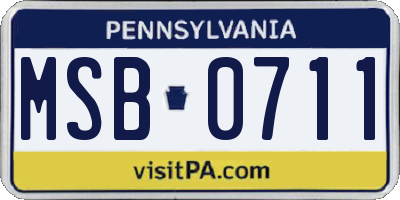 PA license plate MSB0711