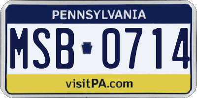 PA license plate MSB0714