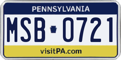 PA license plate MSB0721