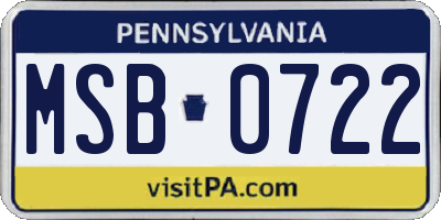 PA license plate MSB0722