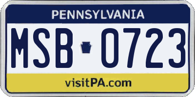 PA license plate MSB0723