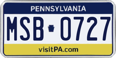 PA license plate MSB0727