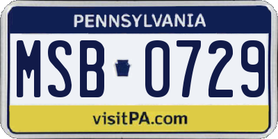 PA license plate MSB0729