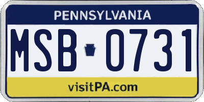 PA license plate MSB0731