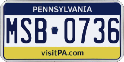 PA license plate MSB0736