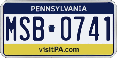 PA license plate MSB0741