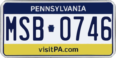 PA license plate MSB0746