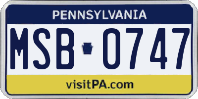 PA license plate MSB0747
